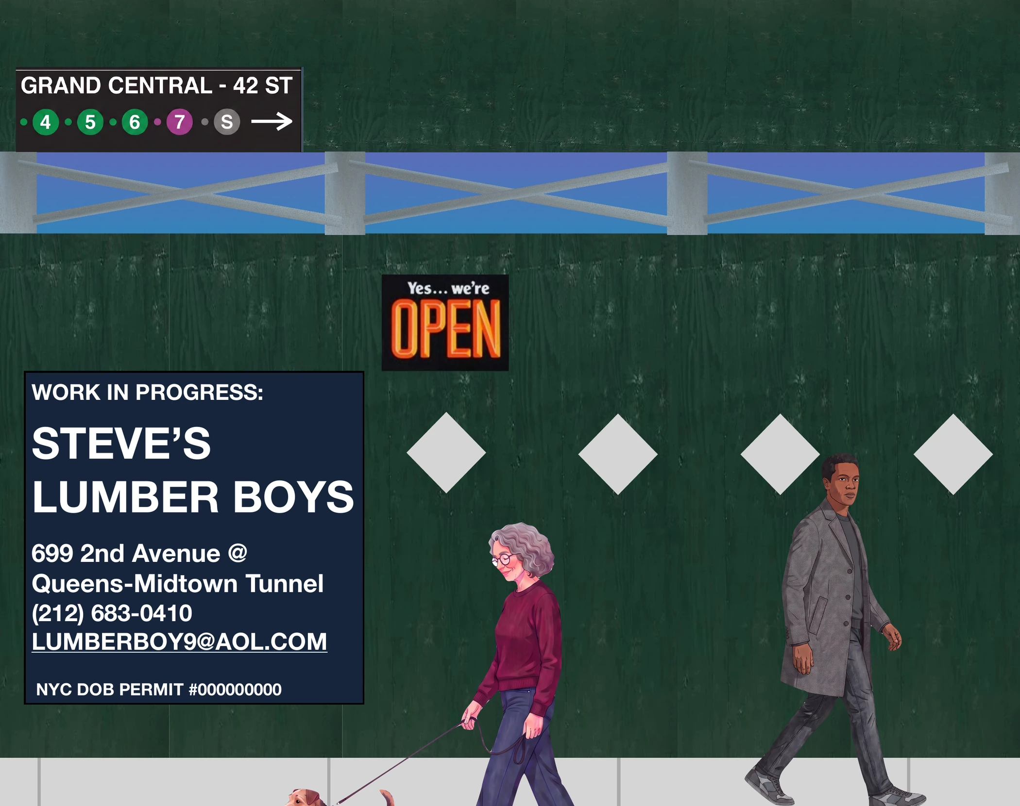 Steve's Lumber Boys — 699 2nd Avenue at the Queens-Midtown Tunnel, Manhattan. Yes, we're open.